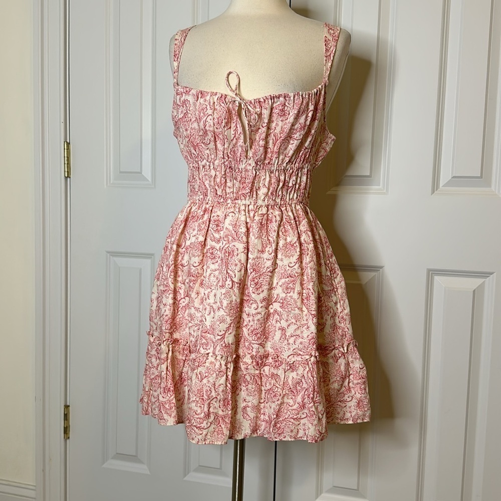 Saylor Austyn Pink Floral Linen Mini Dress SzL - Picture 4 of 10